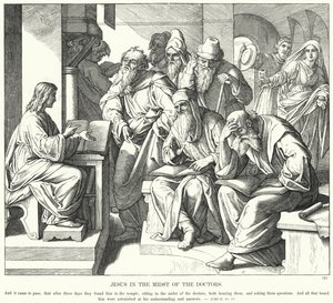Jesus inmitten der Lehrer von Julius (after) Schnorr von Carolsfeld