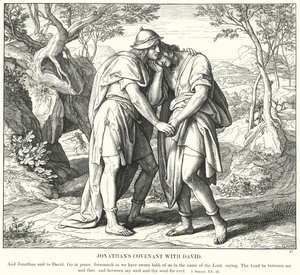 Jonathans Bund mit David (Gravur) von Julius (after) Schnorr von Carolsfeld