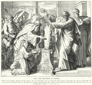 Paulus und Barnabas in Lystra von Julius (after) Schnorr von Carolsfeld