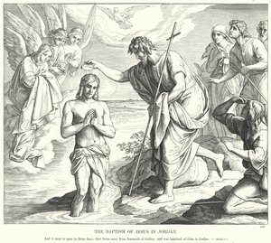Die Taufe Jesu im Jordan (Gravur)