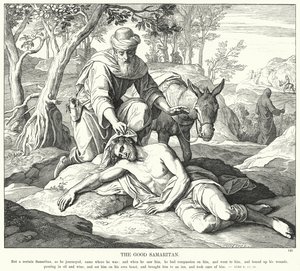 Der barmherzige Samariter (Gravur) von Julius (after) Schnorr von Carolsfeld