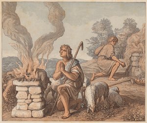 Die Opfergaben von Kain und Abel, Genesis, IV, 3, 4 von Julius (after) Schnorr von Carolsfeld