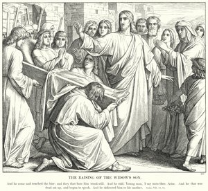 Die Auferweckung des Sohnes der Witwe (Gravur) von Julius (after) Schnorr von Carolsfeld