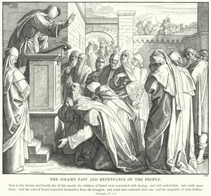 Das feierliche Fasten und die Reue des Volkes von Julius (after) Schnorr von Carolsfeld