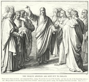 Die zwölf Apostel werden ausgesandt zu predigen von Julius (after) Schnorr von Carolsfeld