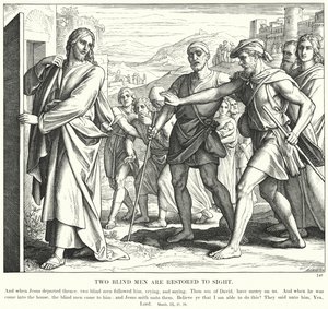 Zwei Blinde werden sehend (Gravur) von Julius (after) Schnorr von Carolsfeld