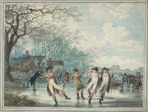 Schlittschuhläufer auf der Serpentine im Hyde Park von Julius Caesar Ibbetson