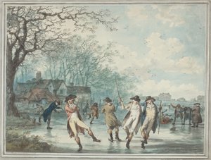 Schlittschuhläufer auf der Serpentine im Hyde Park von Julius Caesar Ibbetson