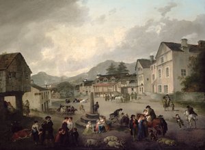 Der Marktplatz in Ambleside von Julius Caesar Ibbetson