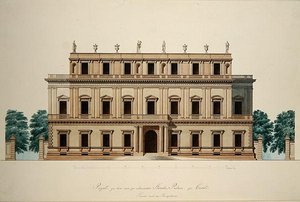 Entwurf für die Vorderfassade des Rathauses in Kassel von Julius Eugen Ruhl