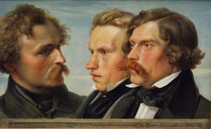 Junges Düsseldorf. Gruppenporträt der Maler Karl Friedrich Lessing, Carl Ferdinand Sohn und Theodor Hildebrandt, 1839