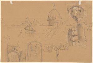 Studien des Kolosseums und Monte Pincio (verso) von Julius Jacob the Elder