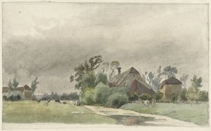 Kanal, der zu einem Bauernhof führt von Julius Jacobus van de Sande Bakhuyzen