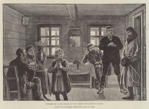 Innenansicht eines Posthauses an der Großen Poststraße in Sibirien