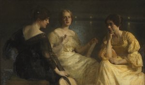 Junge Frauen. Von links: Karen Bramsen; die Frau des Künstlers Esther, geb. Lange; Johanne Munch-Petersen. von Julius Paulsen