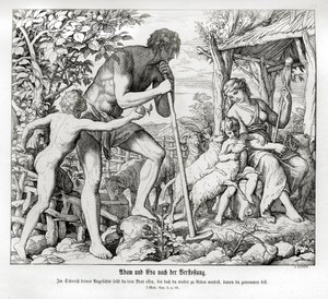 Adam und Eva nach ihrer Vertreibung aus Eden, Genesis von Julius Schnorr von Carolsfeld