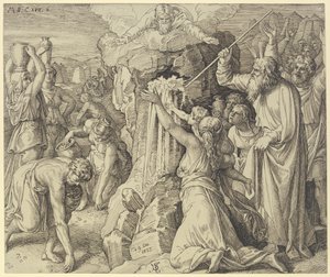 Die Kinder Israels werden in der Wüste gespeist und getränkt von Julius Schnorr von Carolsfeld
