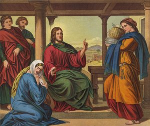 Jesus im Haus von Martha von Julius Schnorr von Carolsfeld