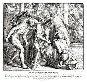 Jesus wird eine Dornenkrone aufgesetzt, Evangelium nach Markus von Julius Schnorr von Carolsfeld