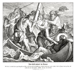 Jesus schläft während des Sturms, Evangelium nach Matthäus von Julius Schnorr von Carolsfeld