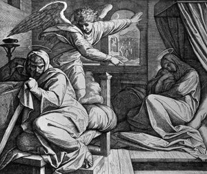 Joseph wird gewarnt, nach Ägypten zu fliehen von Julius Schnorr von Carolsfeld