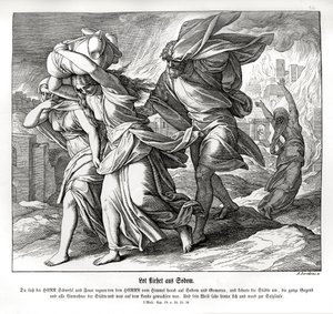 Lot und seine Familie fliehen aus Sodom, Genesis