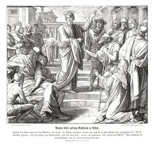 Paulus predigt in Athen, Apostelgeschichte von Julius Schnorr von Carolsfeld