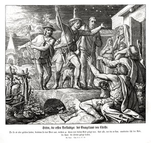 Die Hirten verkünden das Evangelium, Evangelium nach Lukas von Julius Schnorr von Carolsfeld