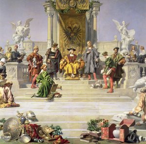 Patronage der Künste durch das Haus Habsburg: mittlerer Teil eines Deckenbildes, 1891 von Julius Victor Berger