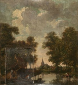 Wandbehang mit holländischer Landschaft, zugehörig zum Saal der Nieuwe Doelenstraat 22 von Jurriaan Andriessen