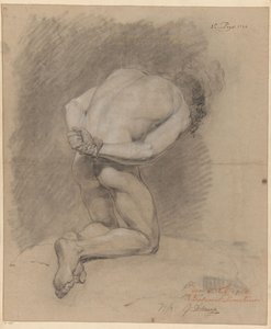 Kniender männlicher Akt von hinten gesehen (1. Preis 1766)