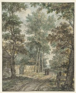 Wanderer auf einem Waldweg bei Heemstede
