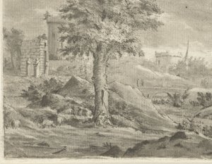 Landschaft mit Hirte und Schafen von Jurriaan Cootwijck