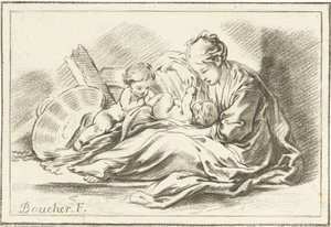 Mutter und zwei Kinder von Jurriaan Cootwijck