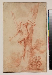 Mann an einen Baum gebunden und eine ruhende Figur, 1630-35 von Jusepe de Ribera
