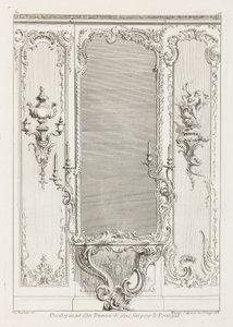 Entwicklung eines Trumeau-Spiegels für Portugal; Entwurf eines Trumeau-Spiegels mit Variante für Portugal, 3. Tafel von Juste Aurèle Meissonnier