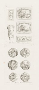 Verschiedene Entwürfe für Schnupftabakdosen und einen Stockgriff, 5. Tafel, Tafel 53 in Oeuvre de Juste-Aurèle Meissonnier von Juste Aurèle Meissonnier