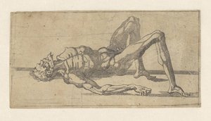 Nackter Mann, auf dem Rücken liegend von Juste de Juste (attributed to)