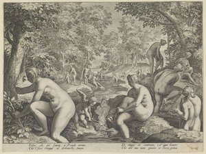 Badende Frauen und Männer von Justus Sadeler (attributed to)