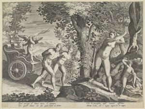 Nackte von Amor gejagt (Serie: Verschiedene Aspekte der Liebe) von Justus Sadeler (attributed to)