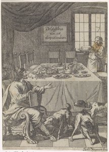 Zoilus sitzt an einem gedeckten Tisch (De Gustibus non est disputandum)