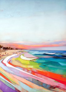 Bunter Sonnenuntergang am Strand von Justyna Jaszke