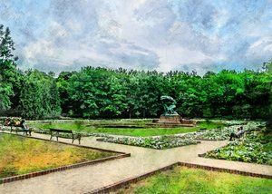 Friedliche Parkstatue