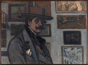 Selbstporträt mit braunem Hut, 1897 von József Rippl Rónai