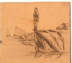 Frau auf einem Felsen
