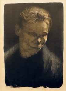 Brustbild einer Arbeiterfrau mit blauem Tuch von Käthe Kollwitz