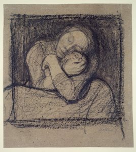 Kauernde Mutter, die ihr Kind festhält von Käthe Kollwitz