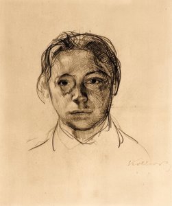 Jugendliches Selbstbildnis mit lockerem Haar von Käthe Kollwitz