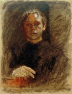 Käthe Kollwitz, Selbstbildnis en face mit rechter Hand von Käthe Kollwitz