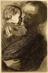 Mutter mit Kind auf dem Arm von Käthe Kollwitz